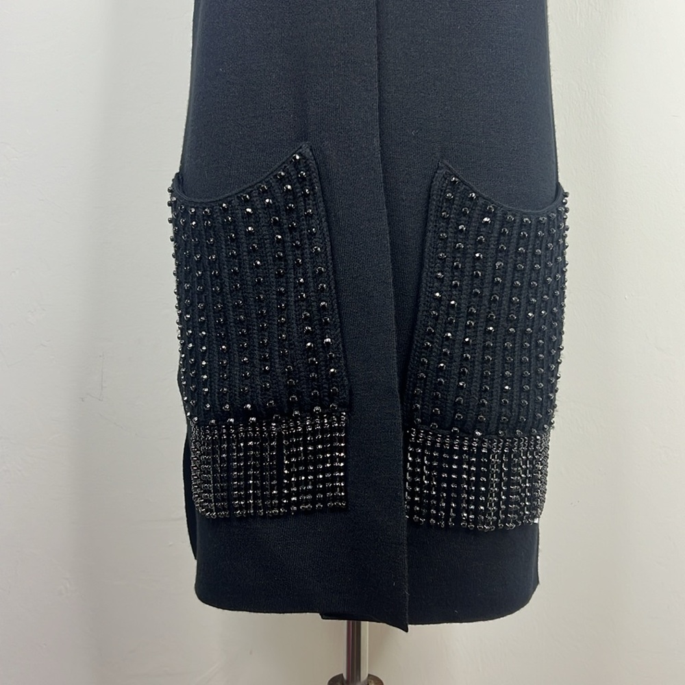 KOBI HALPERIN Black Ashton Beaded Fringe Sweater Vest S - Picture 4 of 10